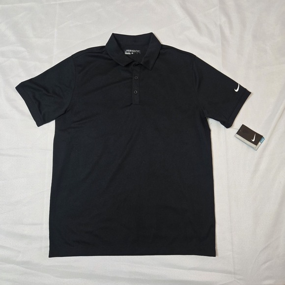 Nike Dri-FIT Solid Icon Pique Modern Fit Golf Polo Black Size Large 746099-010 - Picture 2 of 8